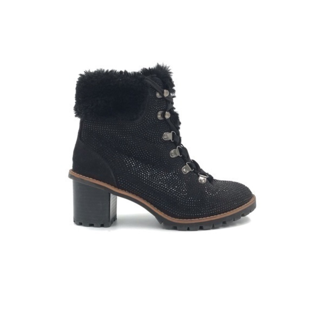 Nanette Lepore Black Embellished Anais Heeled Hiker Boots Size 6